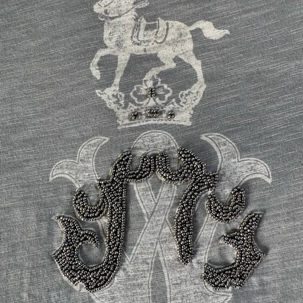 J.Crew Women’s Gray Decorative Beaded Short Sleeve T-shirt Size Small